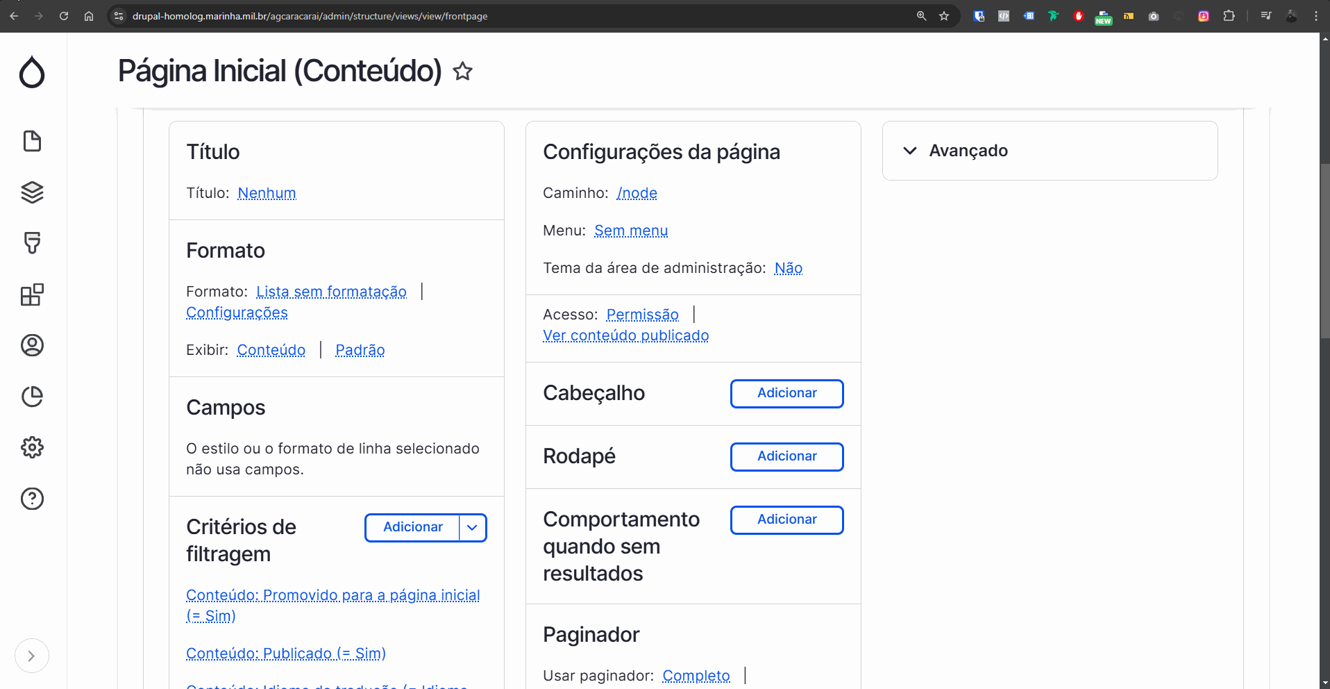 Alteração da view de notícias