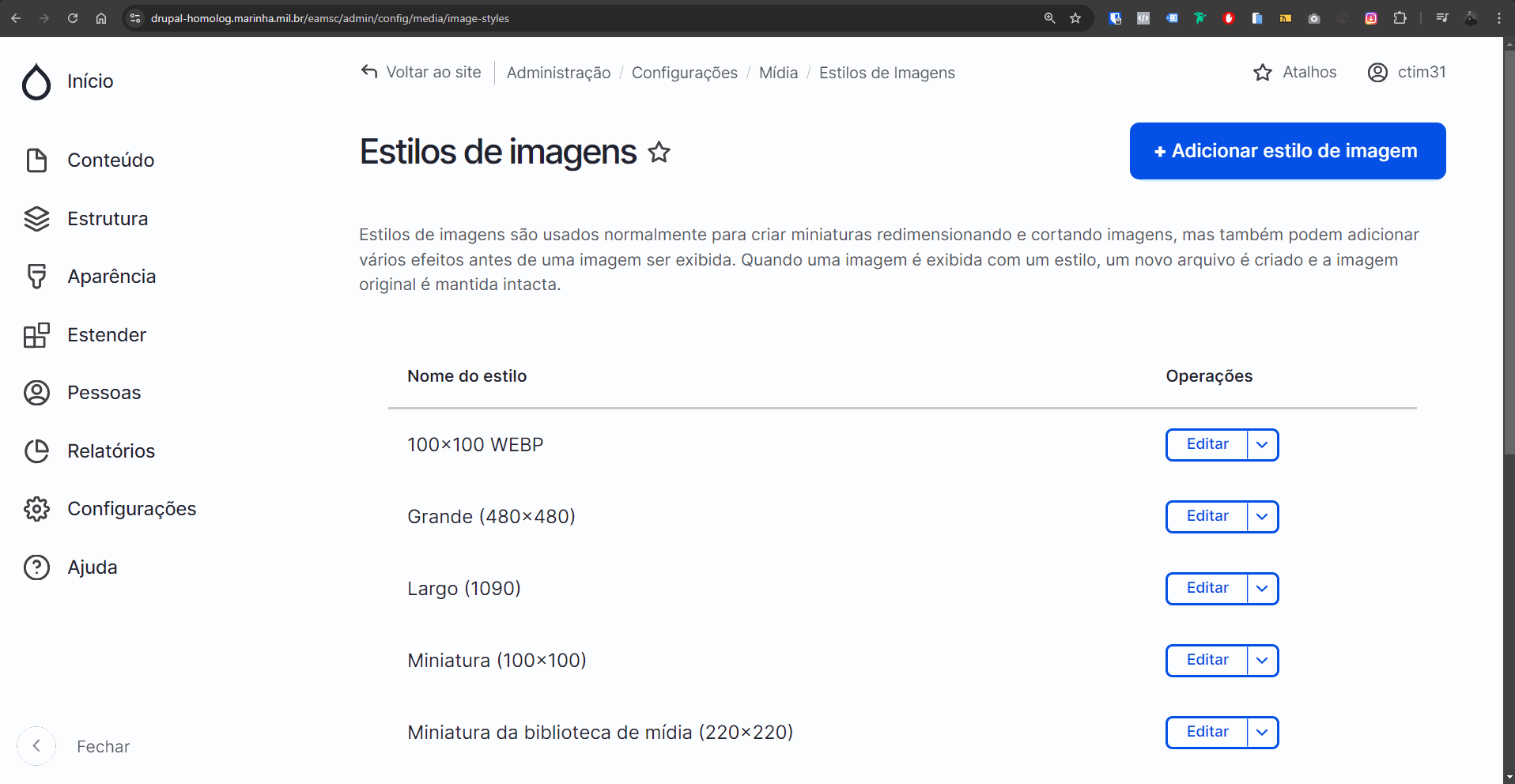Alterar Estilo de Imagem no Formulário